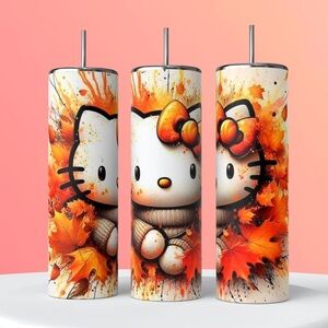 Hello Kitty Fall Autumn Halloween 20 Ounce Skinny Straight Tumbler